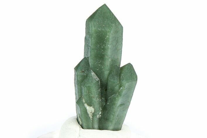 Green Hedenbergite Included Quartz Cluster - Mongolia #366501